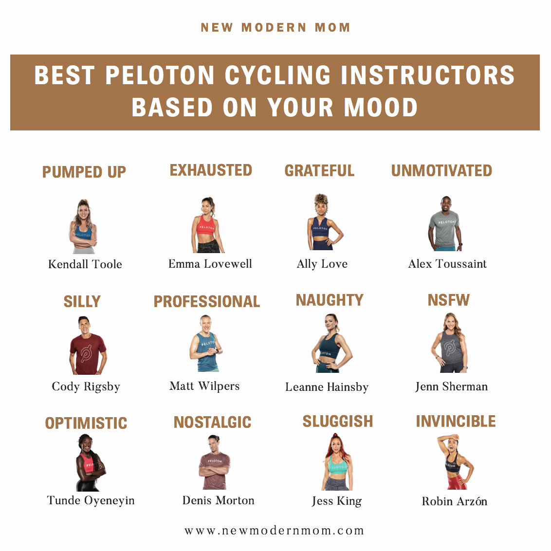 List: The Best Peloton Cycling Instructors Based On Your Mood by New Modern Mom